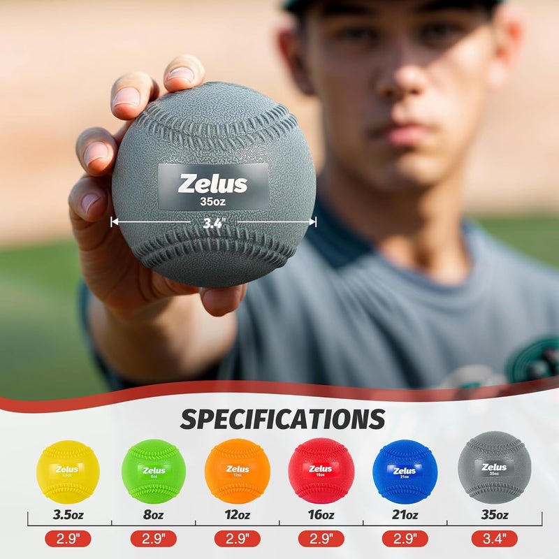 ZELUS Weighted Baseball Set with Seams for Hitting Pitching, Plyometric Baseballs with Carry Bag, Variable Weighted Balls for All Skill Levels - Image 3